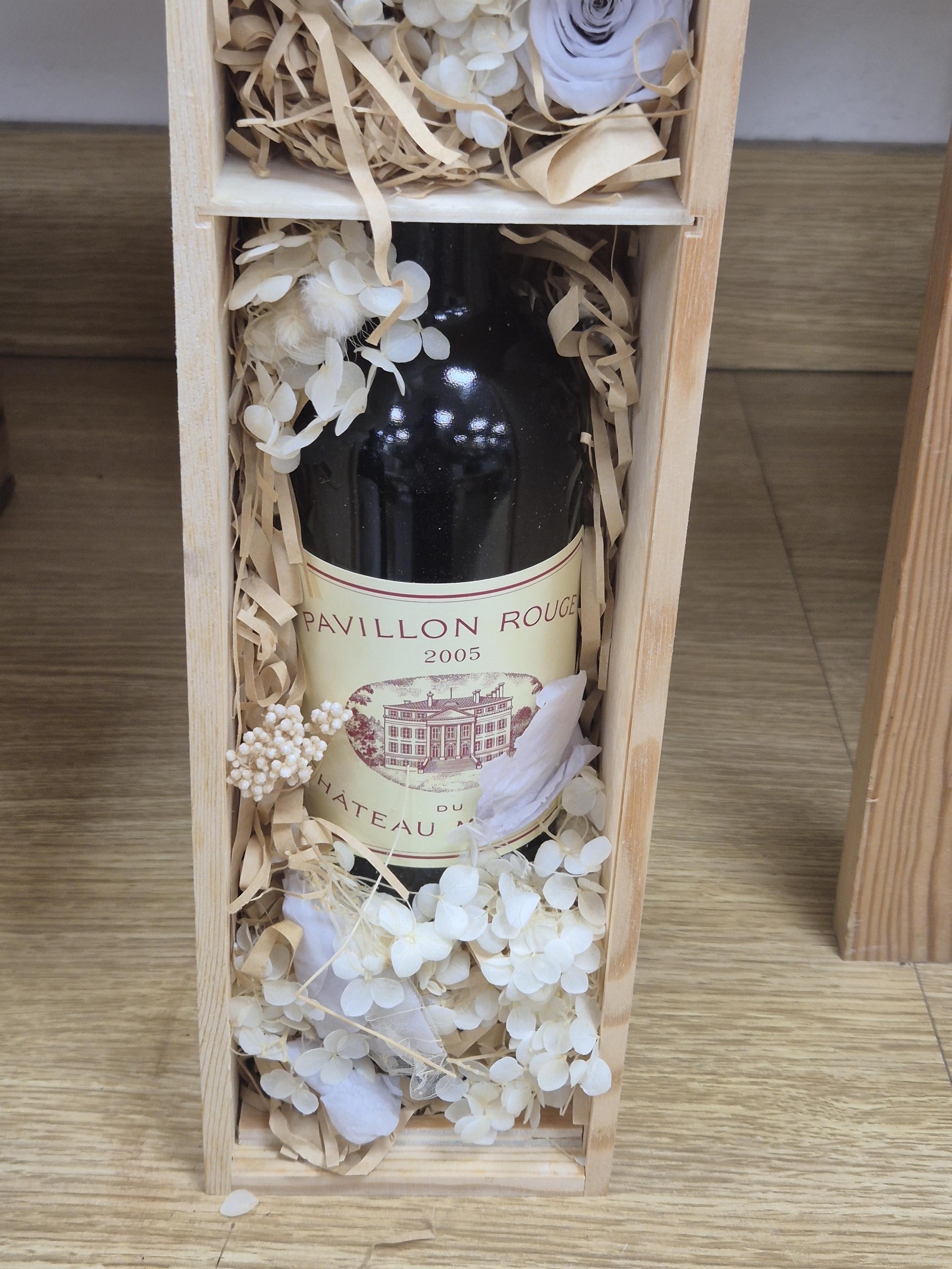 A bottle of Chateau Margaux Premier Grand Cru, 2006 and a bottle of Chateau Margaux Pavillion Rouge, 2005, latter cased